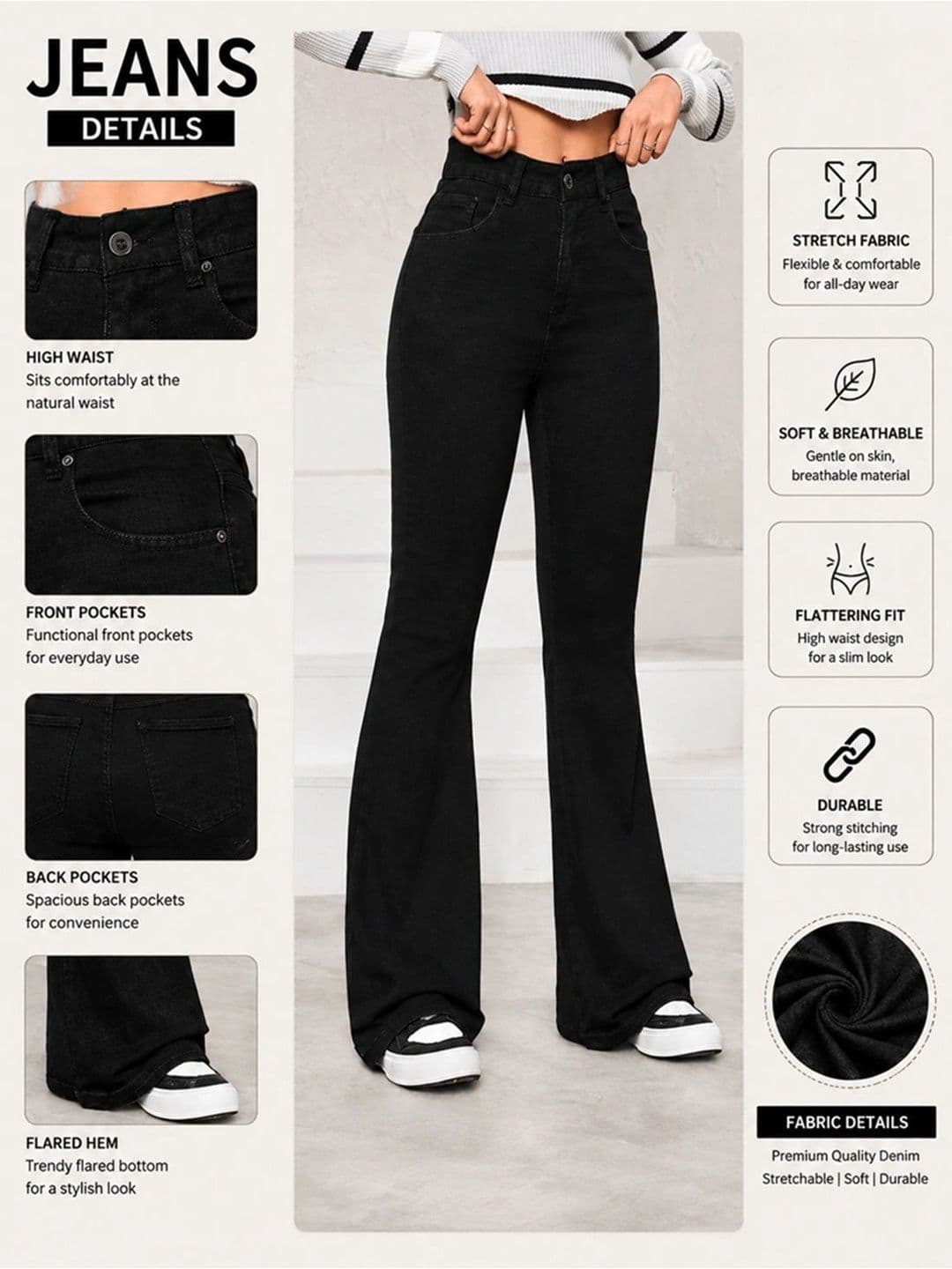 ADBUCKS Women Bootcut High-Rise Stretchable Jeans thumbnail 2