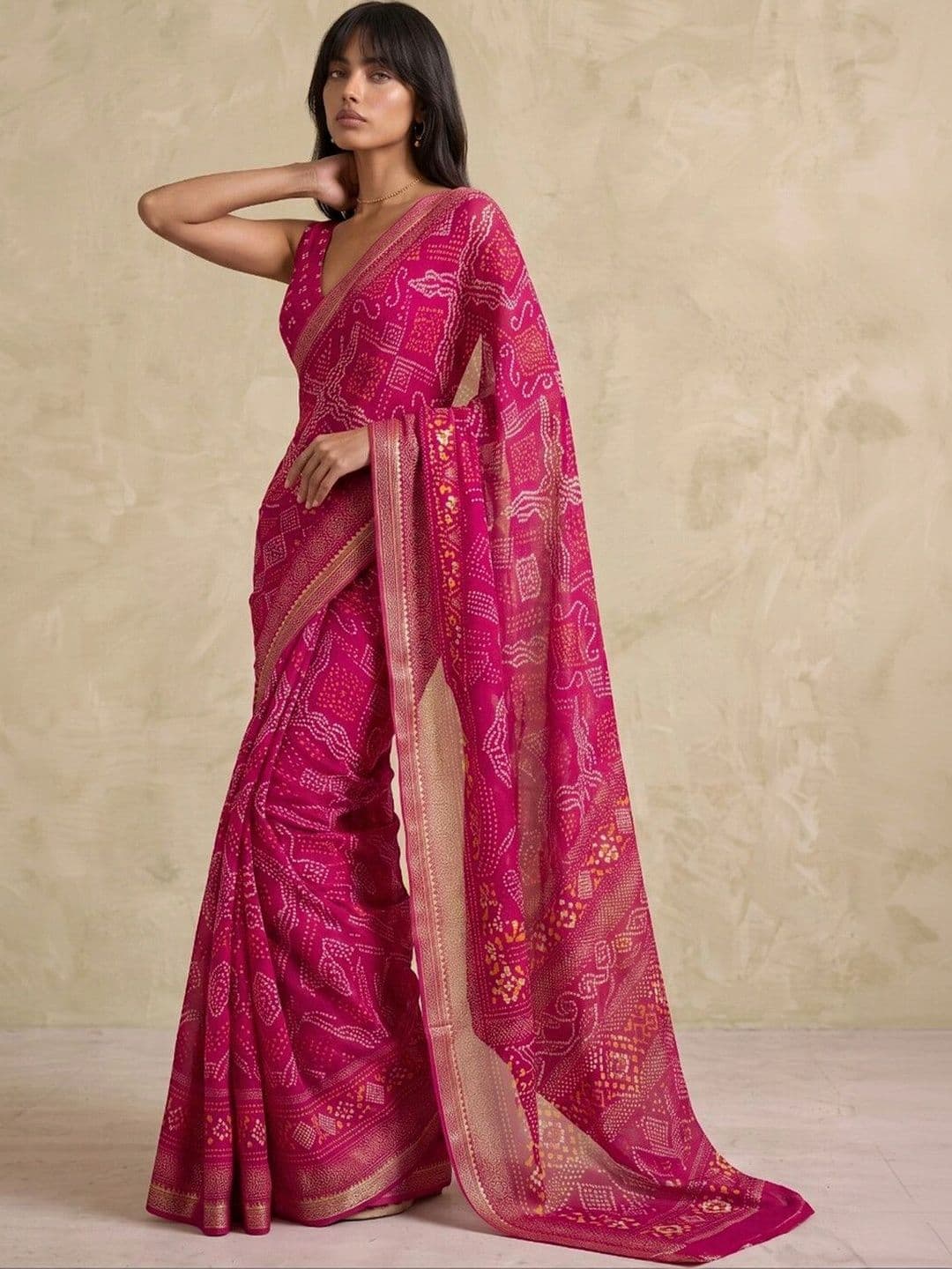 SAARA Ethnic Motifs Pure Georgette Saree thumbnail 6