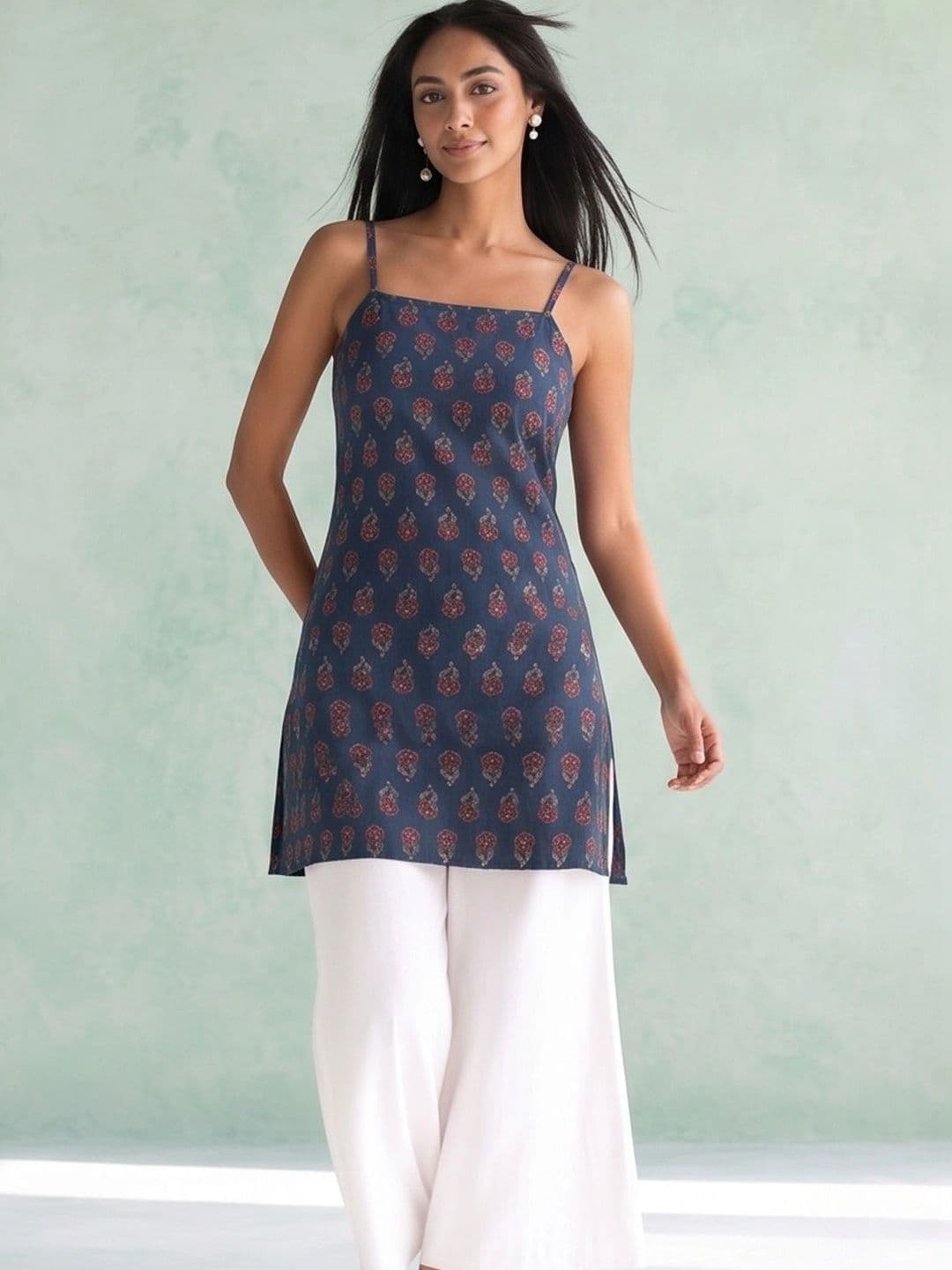 AADVIKA Ethnic Motifs Printed Square Neck Kurti thumbnail 2