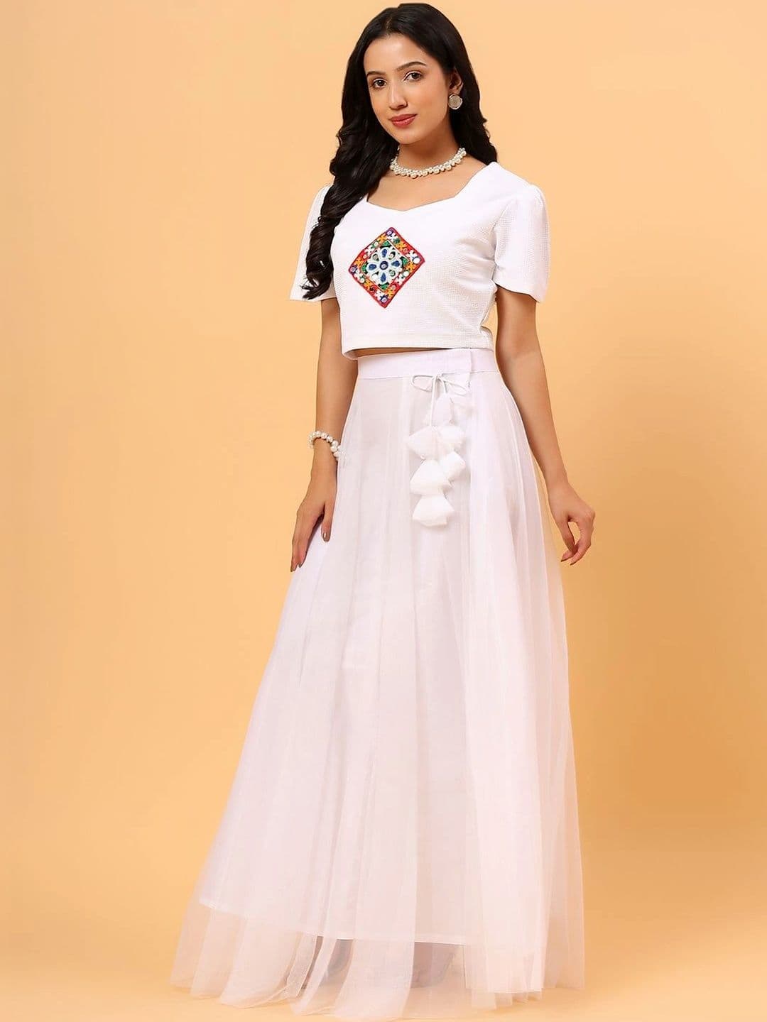 Frolic Rolic Net Lehenga and Embroidered Knitted Blouse Set thumbnail 4