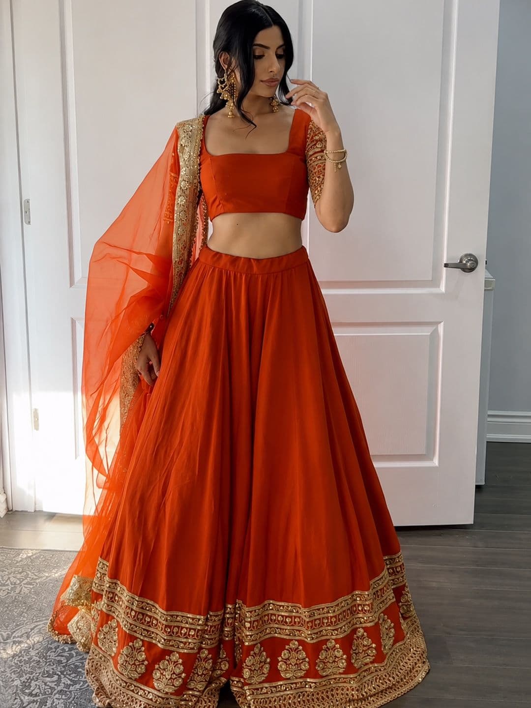 DREAM EXPORTER Embroidered Semi-Stitched Lehenga & Unstitched Blouse With Dupatta thumbnail 3