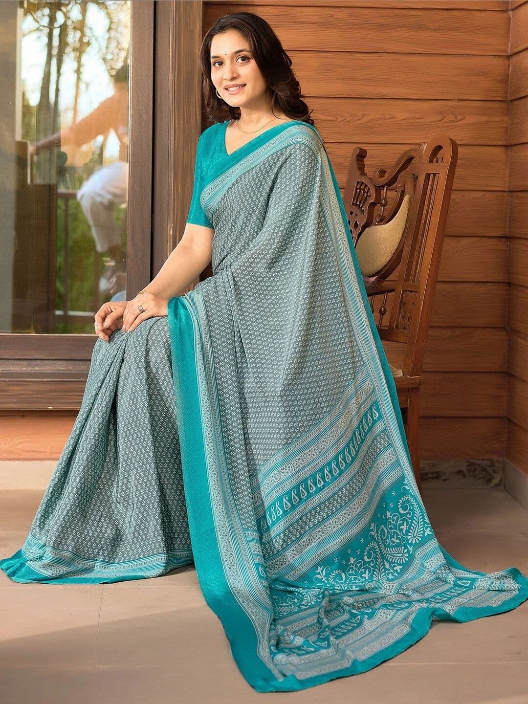 KALINI Women Design Fusion Saree thumbnail 7