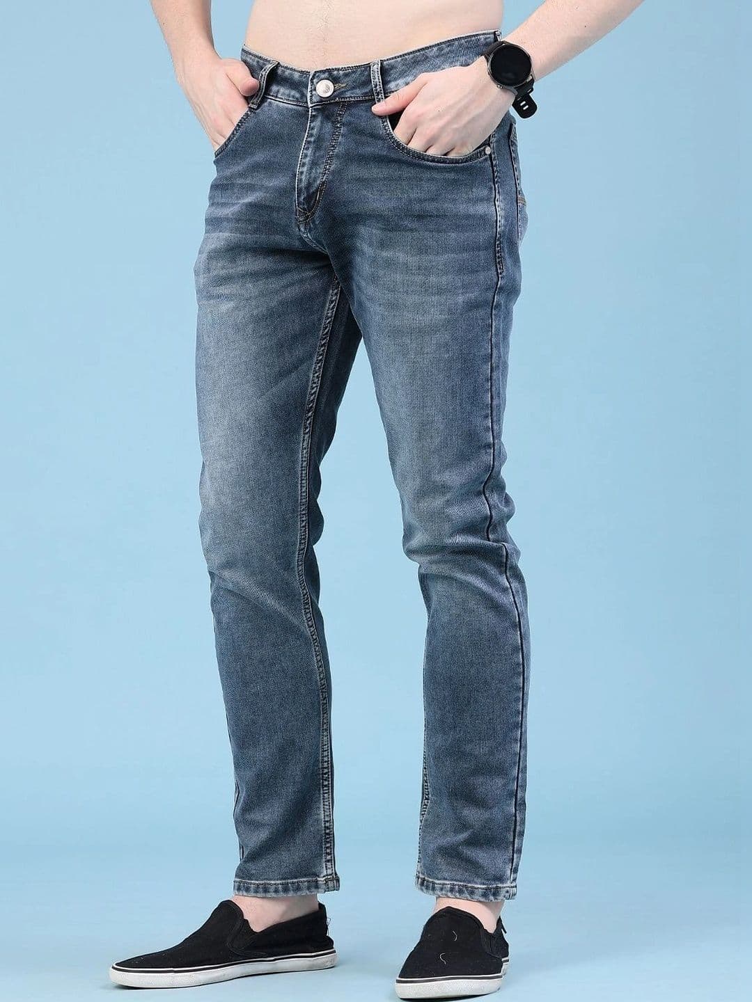 V-Mart Men Regular Fit Mid-Rise Low Distress Jeans thumbnail 6