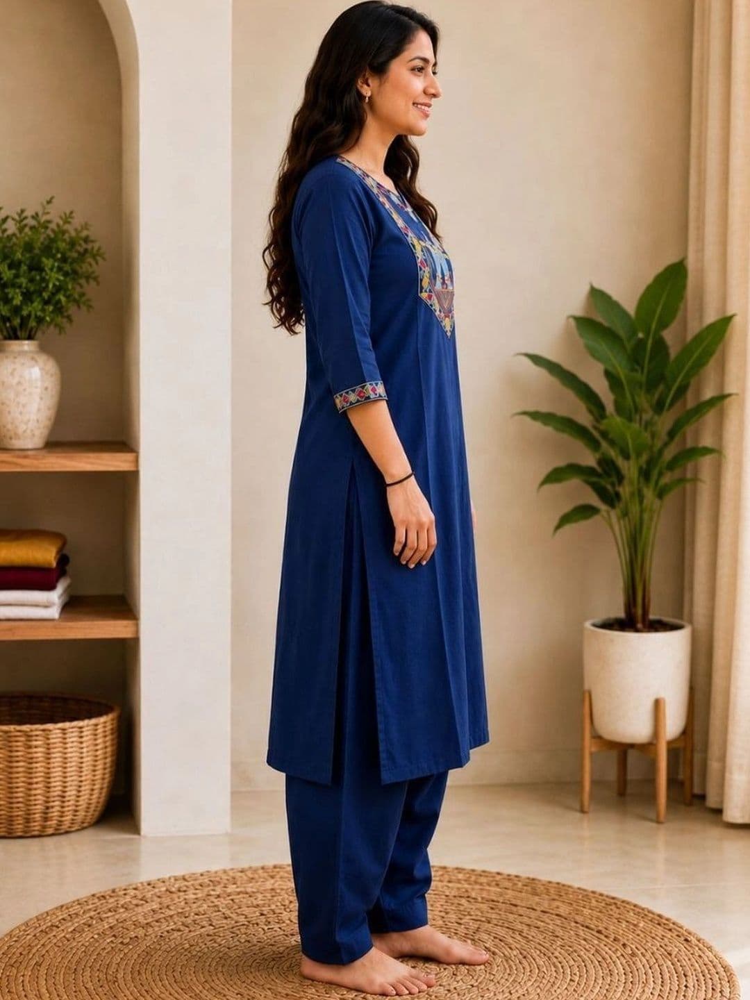 SZN Women Ethnic Motifs Embroidered Regular Thread Work Kurta with Patiala thumbnail 3