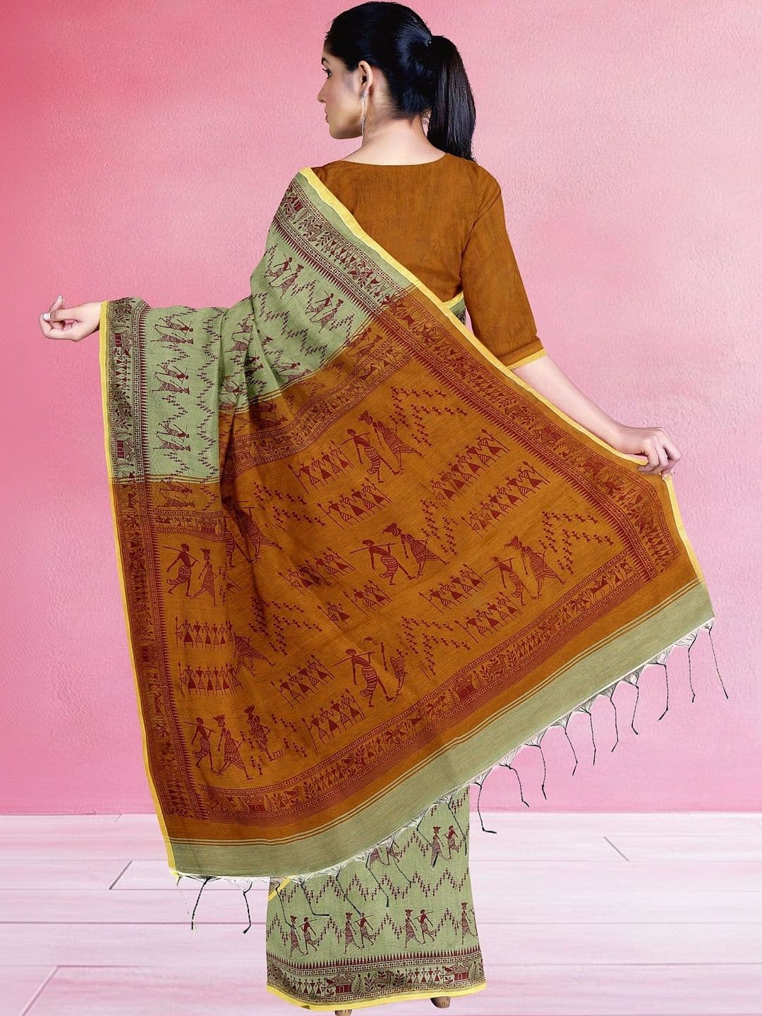 The Chennai Silks Warli Pure Cotton Fusion Taant Saree thumbnail 4