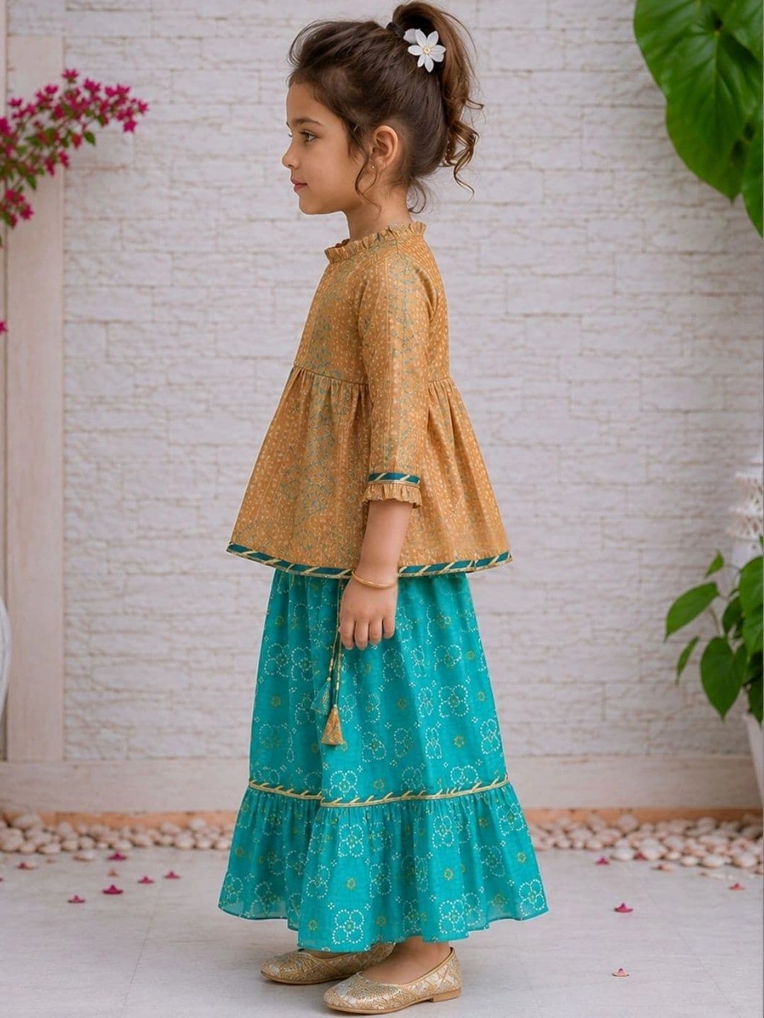 HERE&NOW Girls Printed Ready to Wear Lehenga thumbnail 3