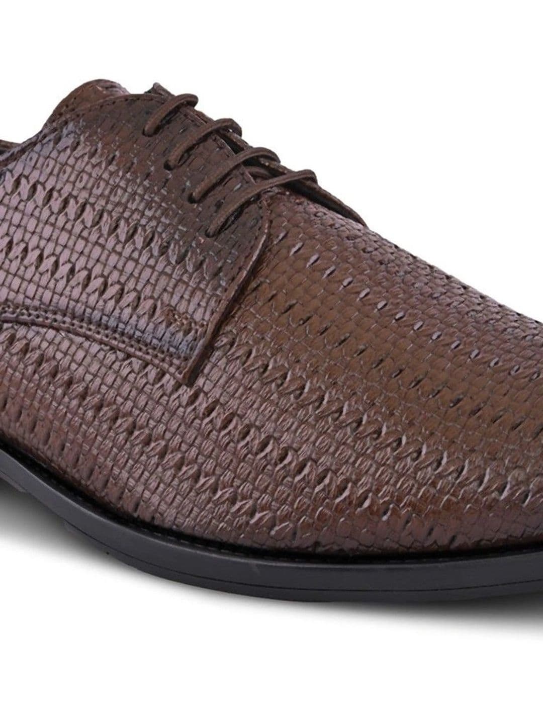 House of Pataudi Men Textured Pointed Toe Lace-Ups Derbys Formal Shoes thumbnail 5