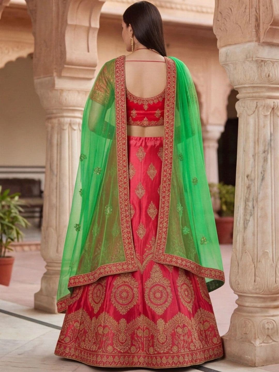 Anouk Rustic Embroidered Semi-Stitched Lehenga & Unstitched Blouse With Dupatta thumbnail 7