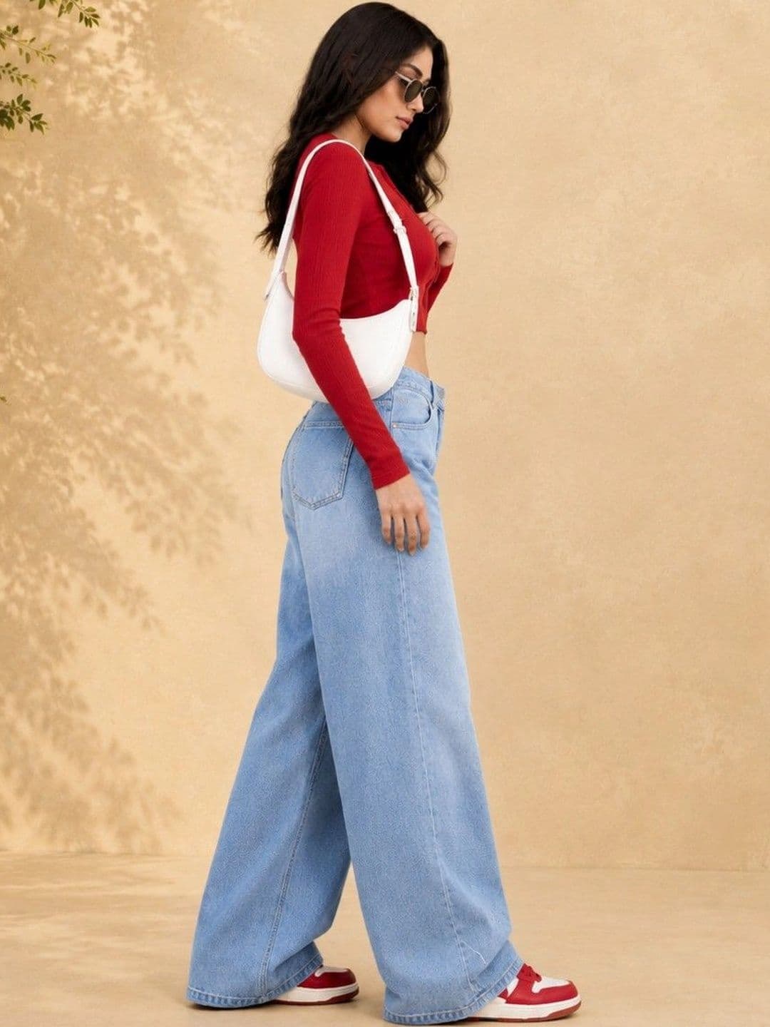 DressBerry Women Comfort Wide Leg High-Rise Light Fade Stretchable Jeans thumbnail 5