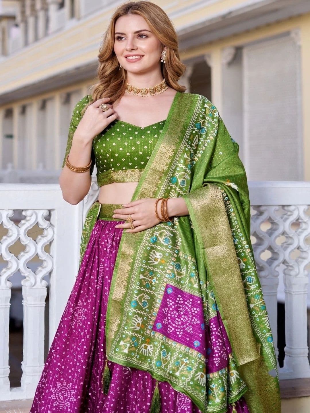 Anouk Women Embellished Semi-Stitched Lehenga & Unstitched Blouse With Dupatta thumbnail 3