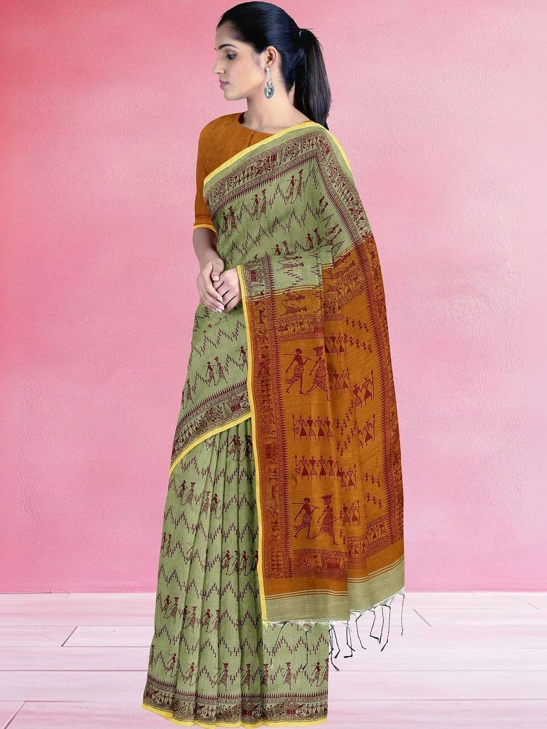 The Chennai Silks Warli Pure Cotton Fusion Taant Saree thumbnail 6