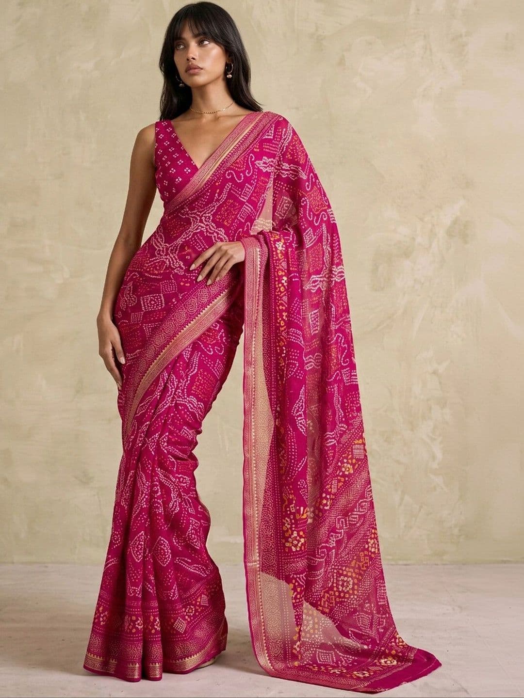 SAARA Ethnic Motifs Pure Georgette Saree thumbnail 2