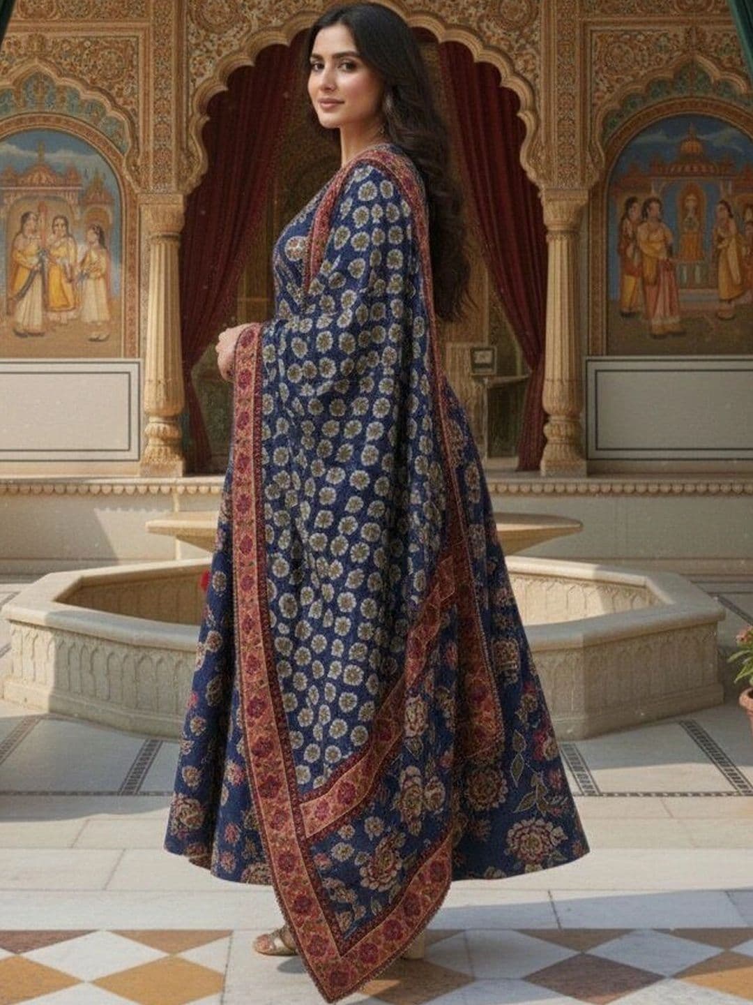 Chhipa Prints Women Floral Printed Regular Kurta with Trousers & With Dupatta thumbnail 2