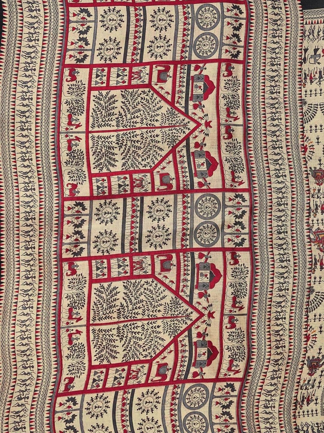 KALINI Ajrak Block Fusion Saree thumbnail 3