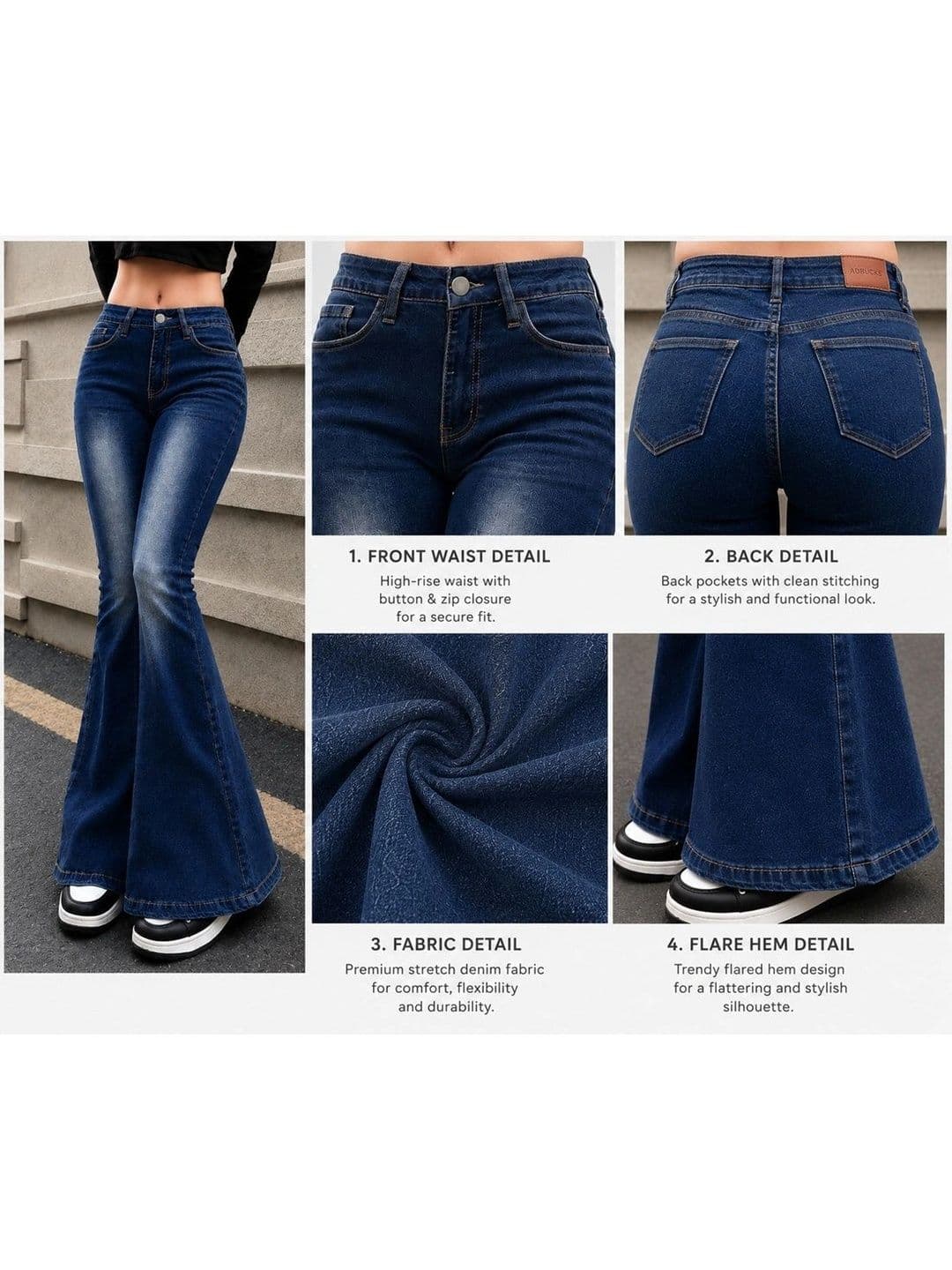 ADBUCKS Women Bootcut High-Rise Stretchable Jeans thumbnail 4