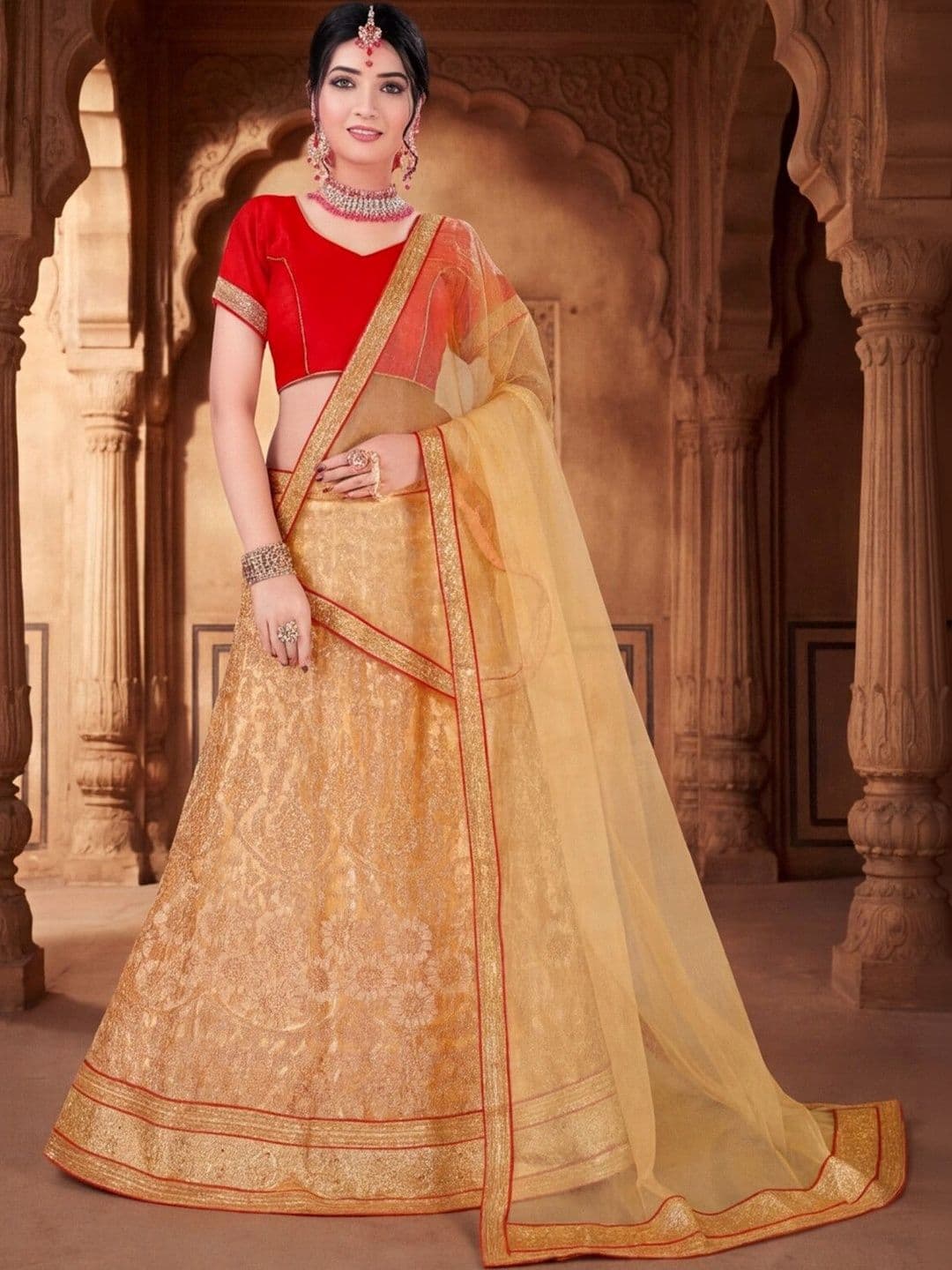 Mitera Semi-Stitched Lehenga & Unstitched Blouse With Dupatta thumbnail 4