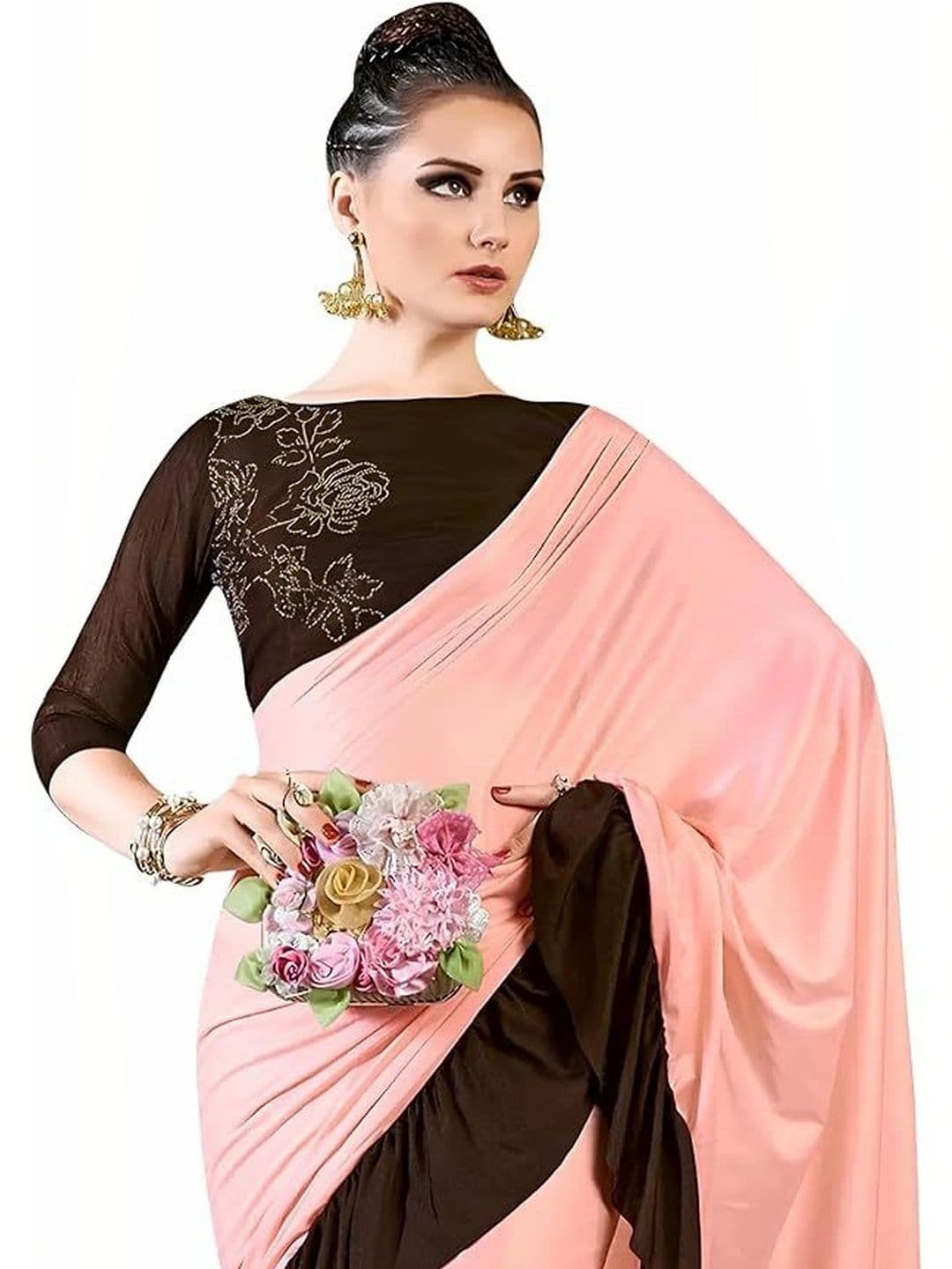 ATTIRIS Floral Embroidered Saree thumbnail 3