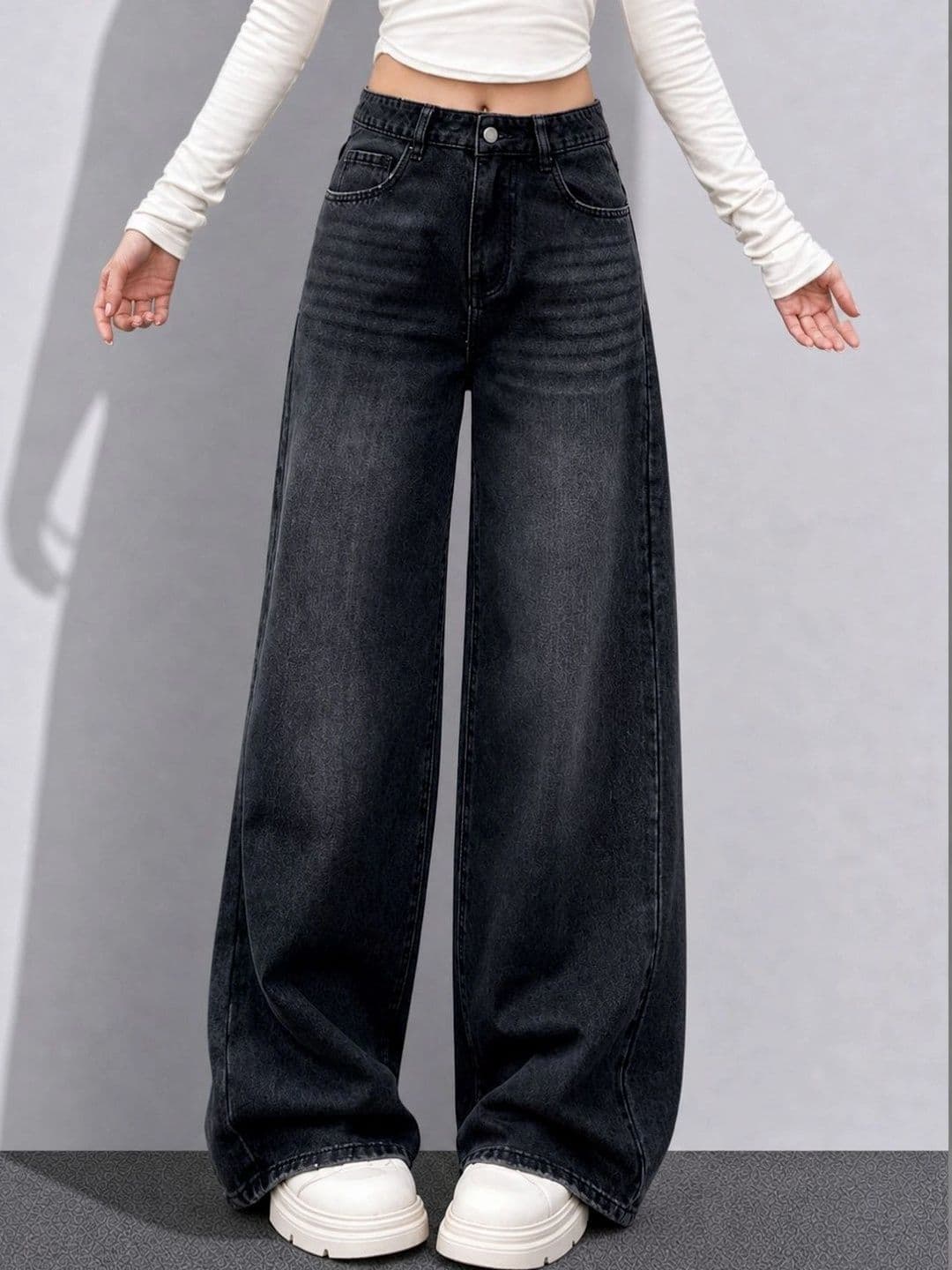 DressBerry Women Comfort Wide Leg High-Rise Light Fade Stretchable Jeans - view 1