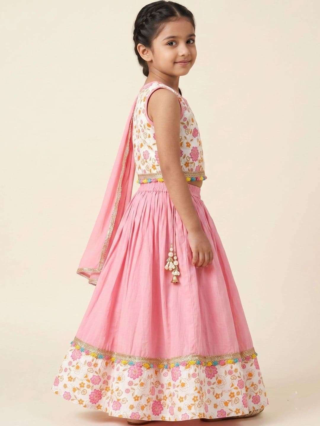 Desi Soota Girls Printed Ready to Wear Lehenga & Blouse With Dupatta thumbnail 4