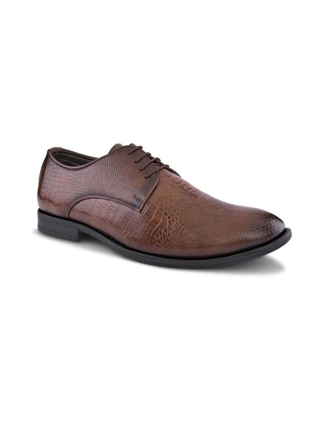 House of Pataudi Men Textured Synthetic Leather Pointed Toe Lace-Ups Derbys Formal Shoes thumbnail 2