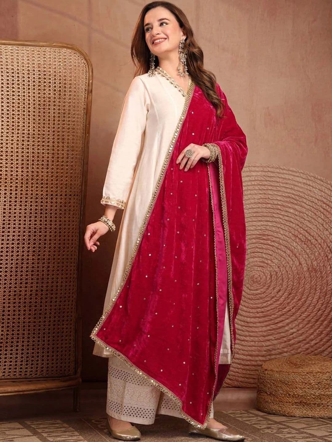Clora Creation Velvet Dupatta with Sequinned thumbnail 3