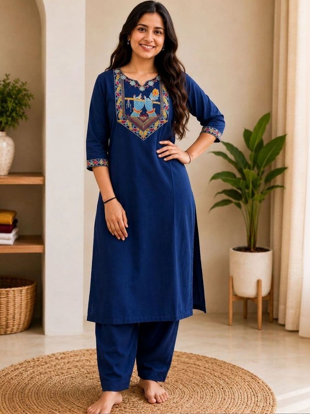 SZN Women Ethnic Motifs Embroidered Regular Thread Work Kurta with Patiala - view 1