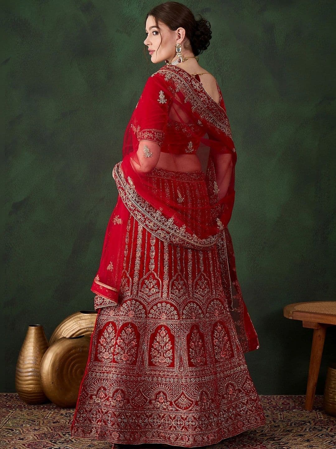 Mitera Embroidered Semi-Stitched Lehenga & Unstitched Blouse With Dupatta thumbnail 2