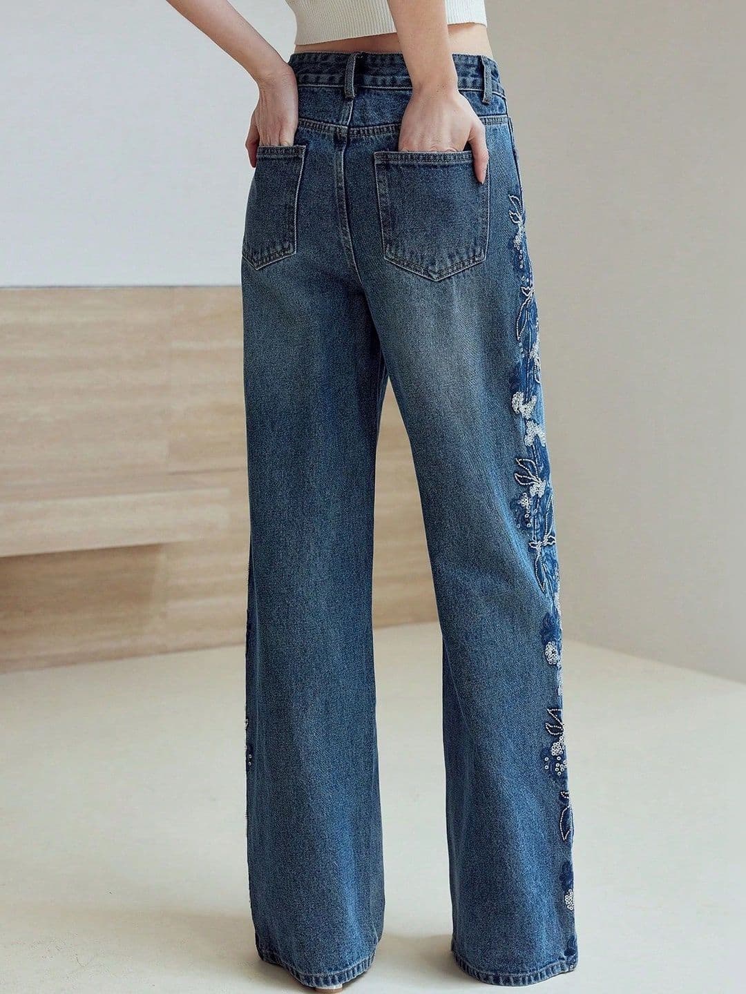 DressBerry Women Comfort Flared High-Rise Embellished Stretchable Jeans thumbnail 2