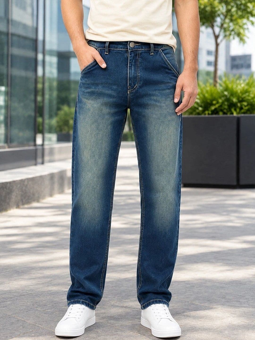 Encrypt Men Relaxed Fit Mid-Rise Low Distress Jeans - view 1