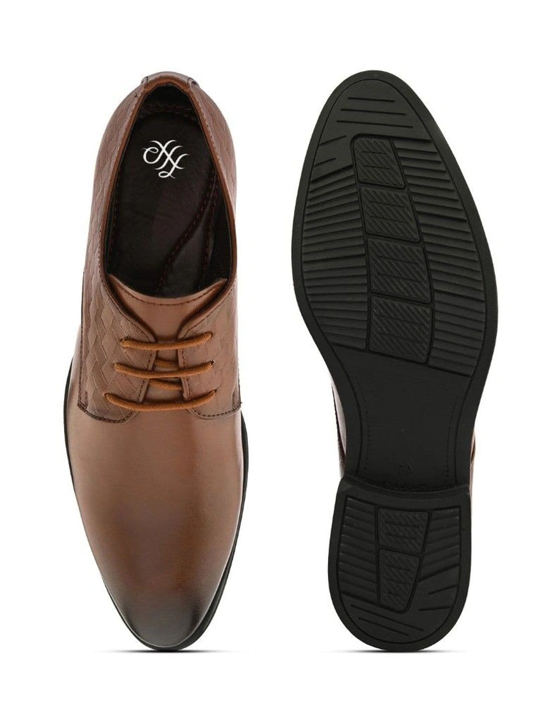 House of Pataudi Men Textured Synthetic Leather Pointed Toe Lace-Ups Derbys Formal Shoes thumbnail 6