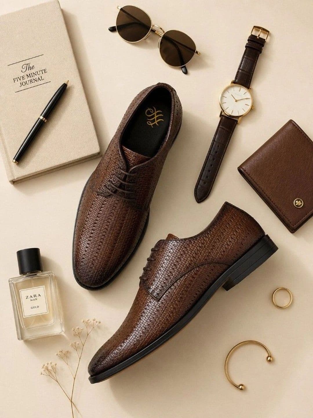 House of Pataudi Men Textured Pointed Toe Lace-Ups Derbys Formal Shoes - view 1