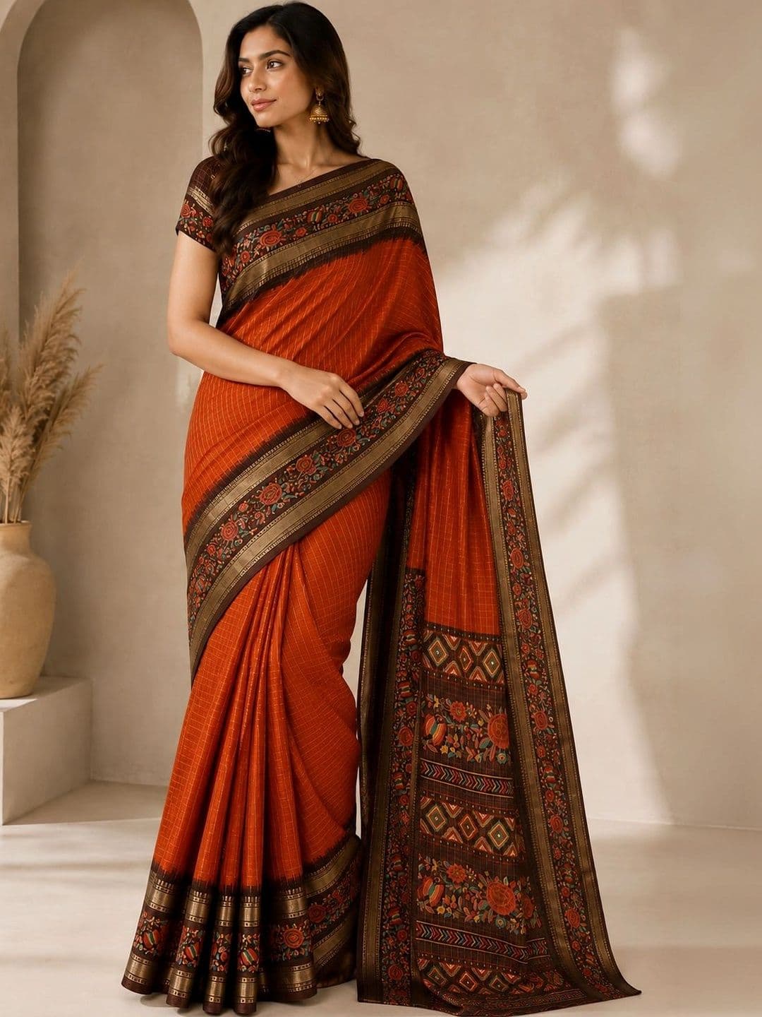 RegalDrapes Floral Zari Mysore Silk Saree thumbnail 2