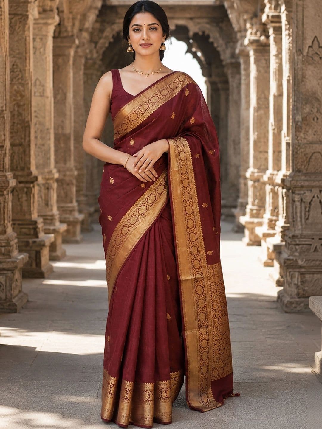 Dhaaga Ghar Woven Design Zari Silk Blend Designer Banarasi Saree - view 1