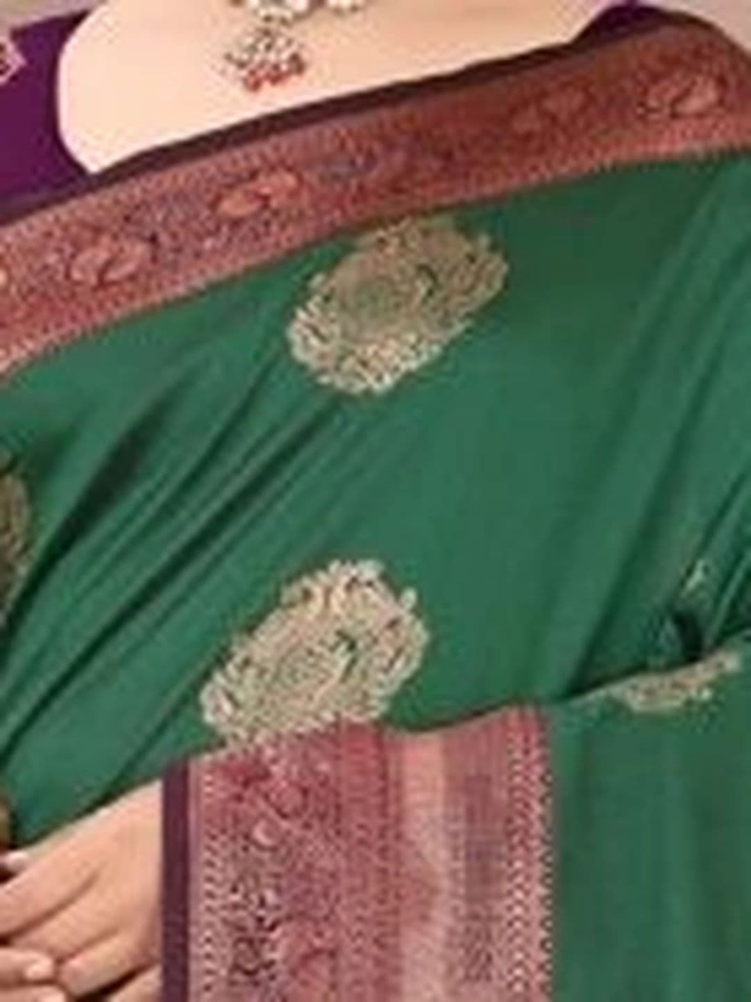 HAYA ETHNIC Woven Design Zari Fusion Banarasi Saree thumbnail 5