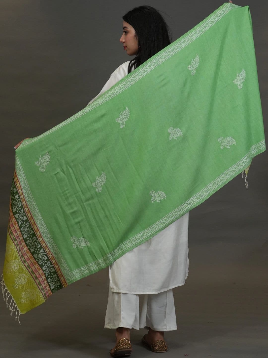 SHIFNEEN Women Ethnic Motifs Embroidered Acrylic Shawl thumbnail 4