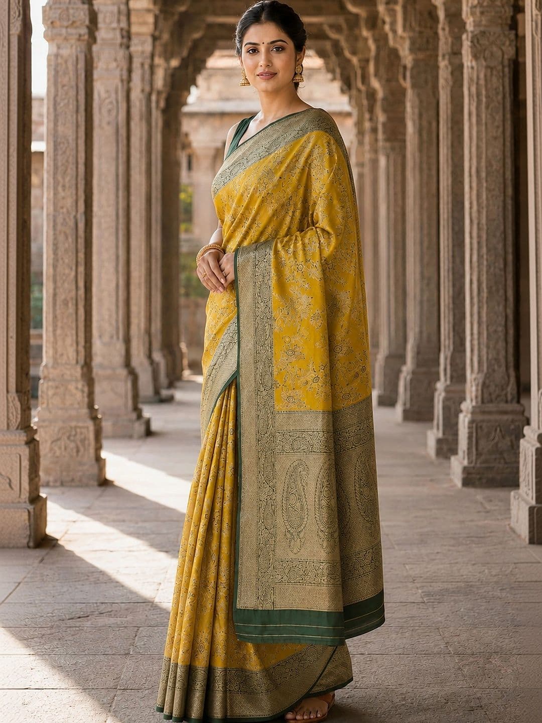 Dhaaga Ghar Woven Design Zari Silk Blend Designer Banarasi Saree thumbnail 2