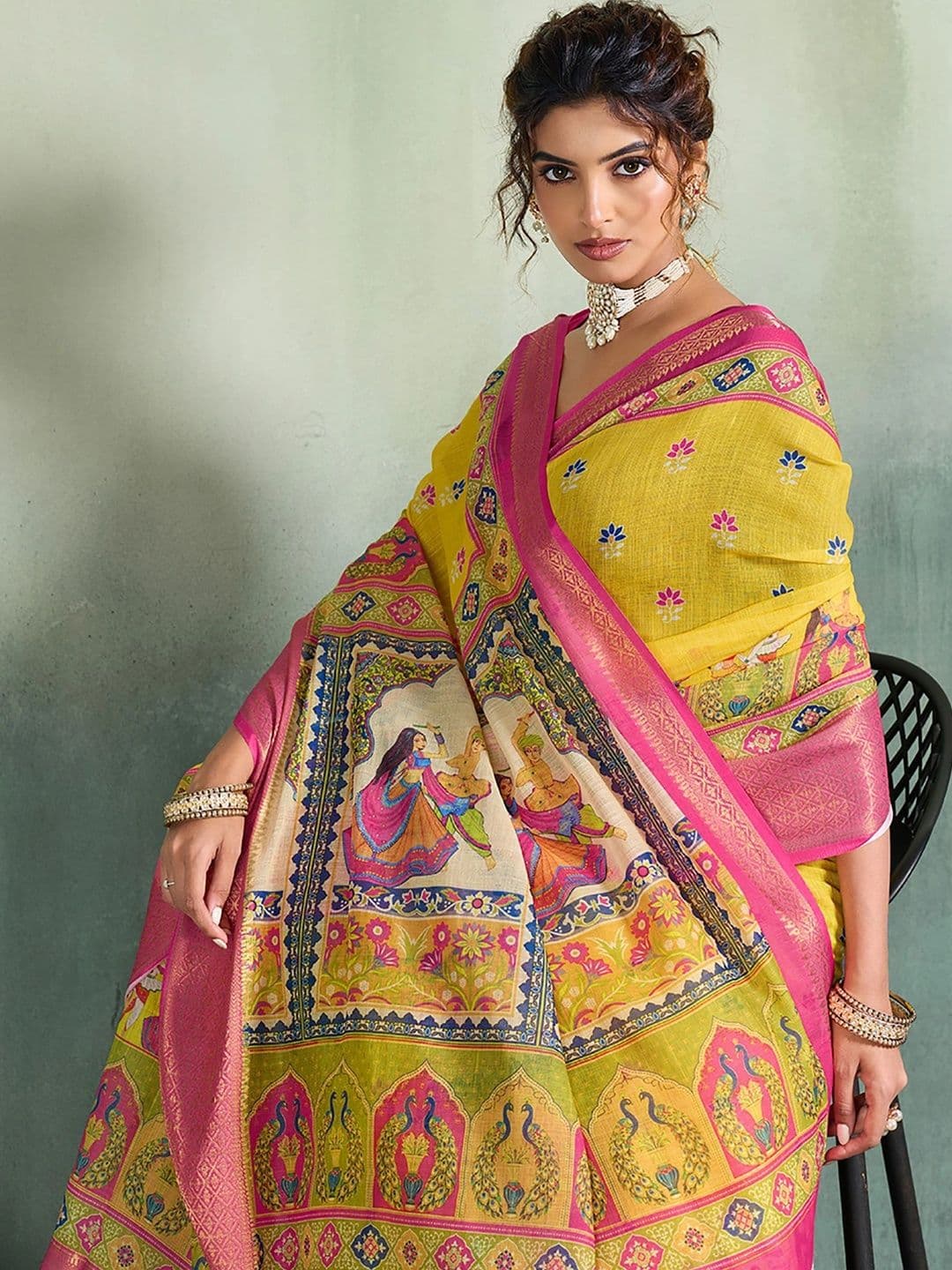 AMRUTKALA SAREES Zari Designer Block Print Saree thumbnail 4