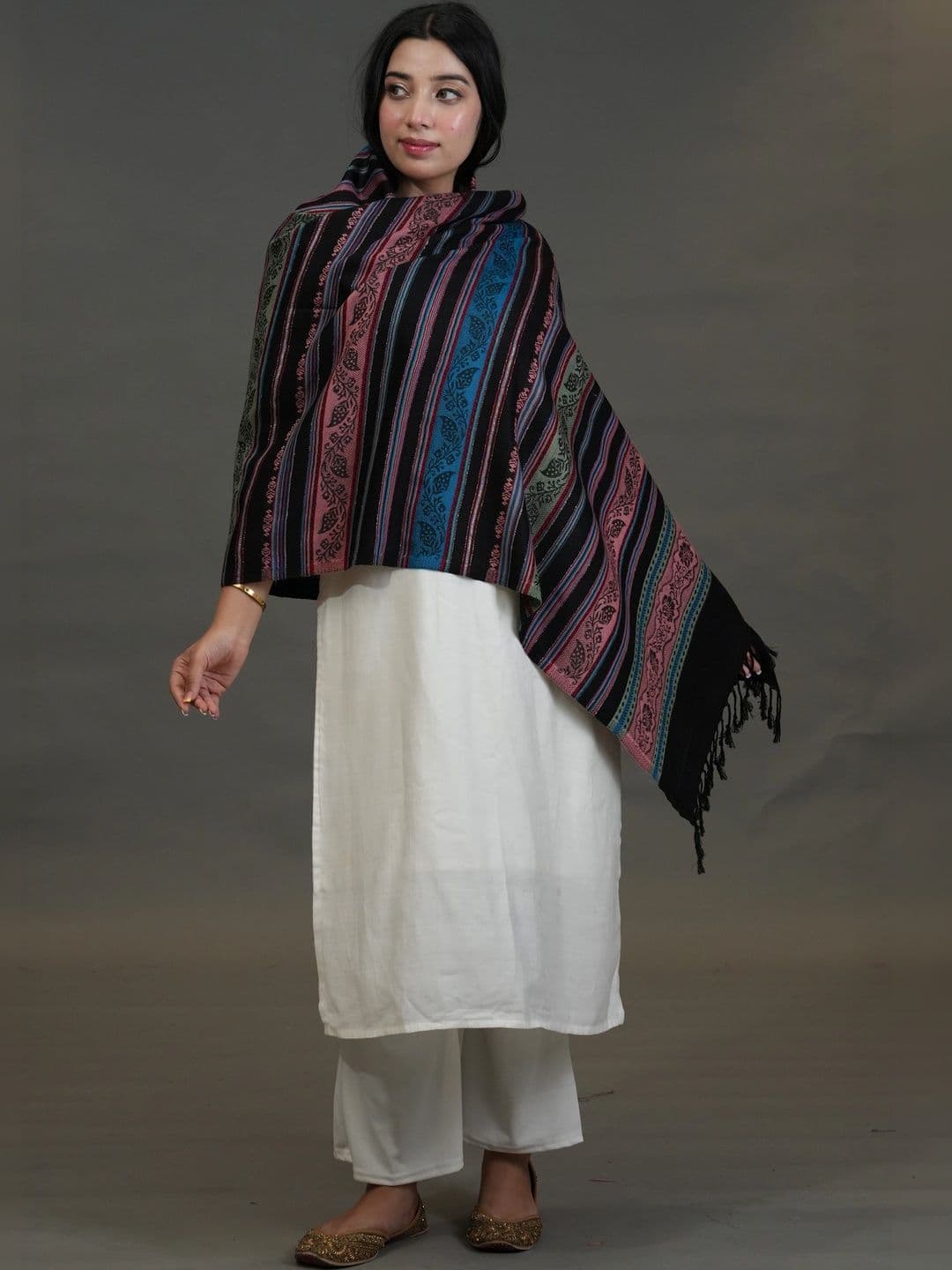 SHIFNEEN Women Ethnic Motifs Woven Design Acrylic Shawl thumbnail 4