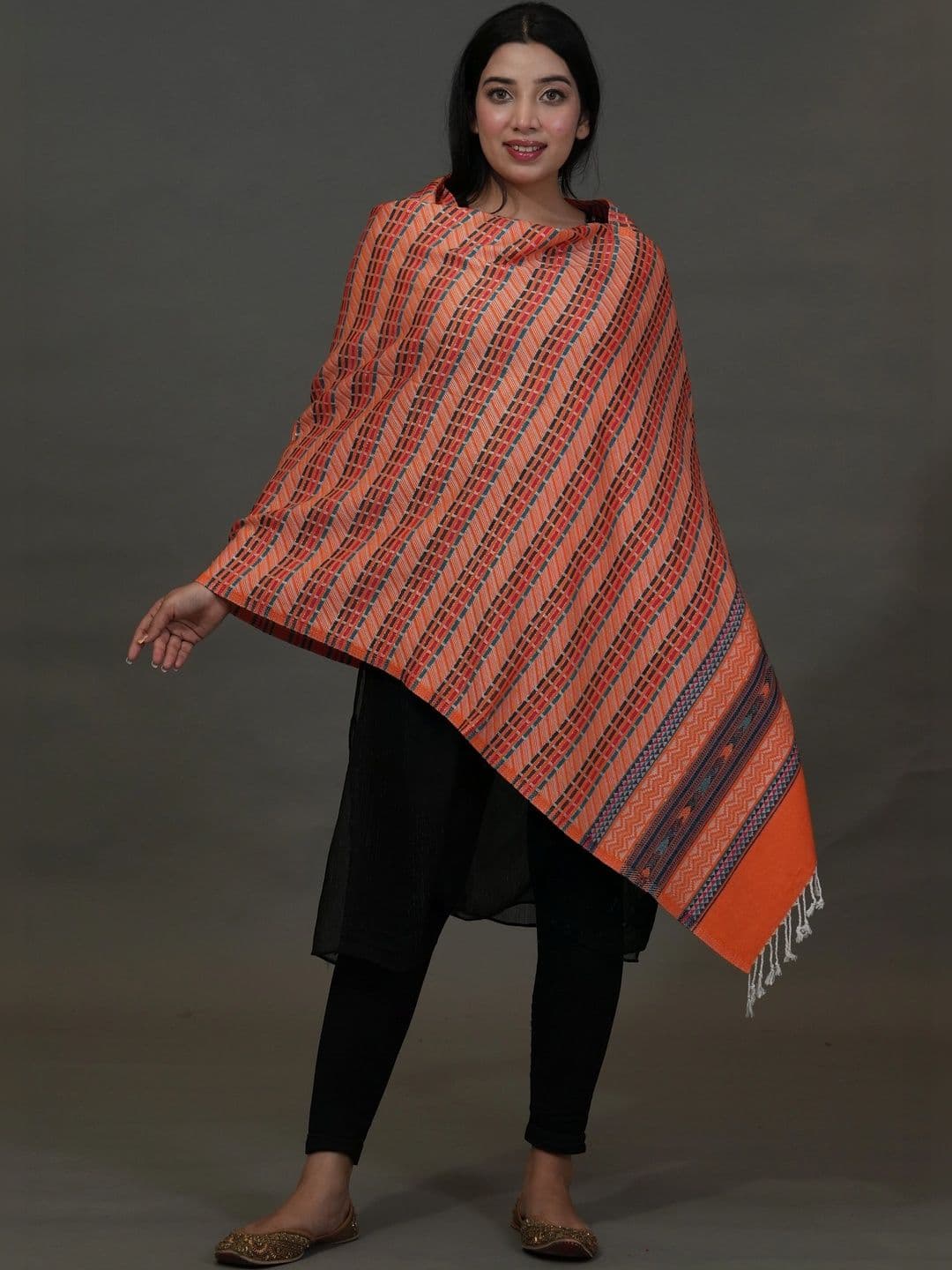 SHIFNEEN Women Geometric Woven Design Acrylic Shawl thumbnail 5