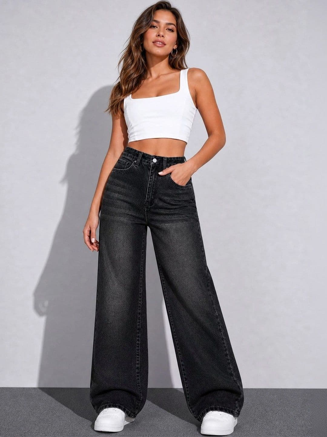 The Roadster Lifestyle Co. Women Clean Look Wide Leg Fit Denim Jeans thumbnail 2