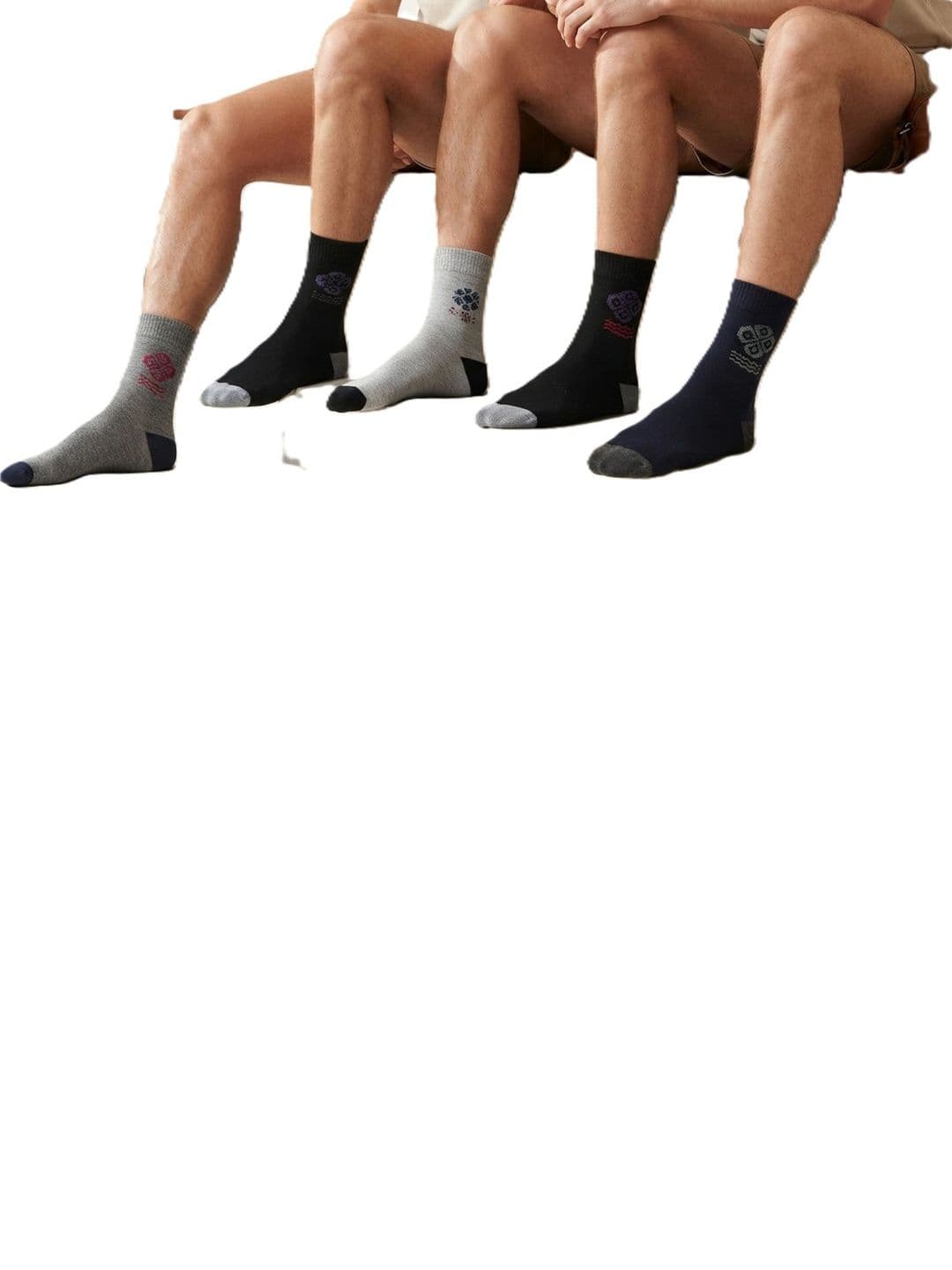 TINY HANDS Men Pack of 5 Cotton Assorted Patterned Above Ankle Socks - view 1