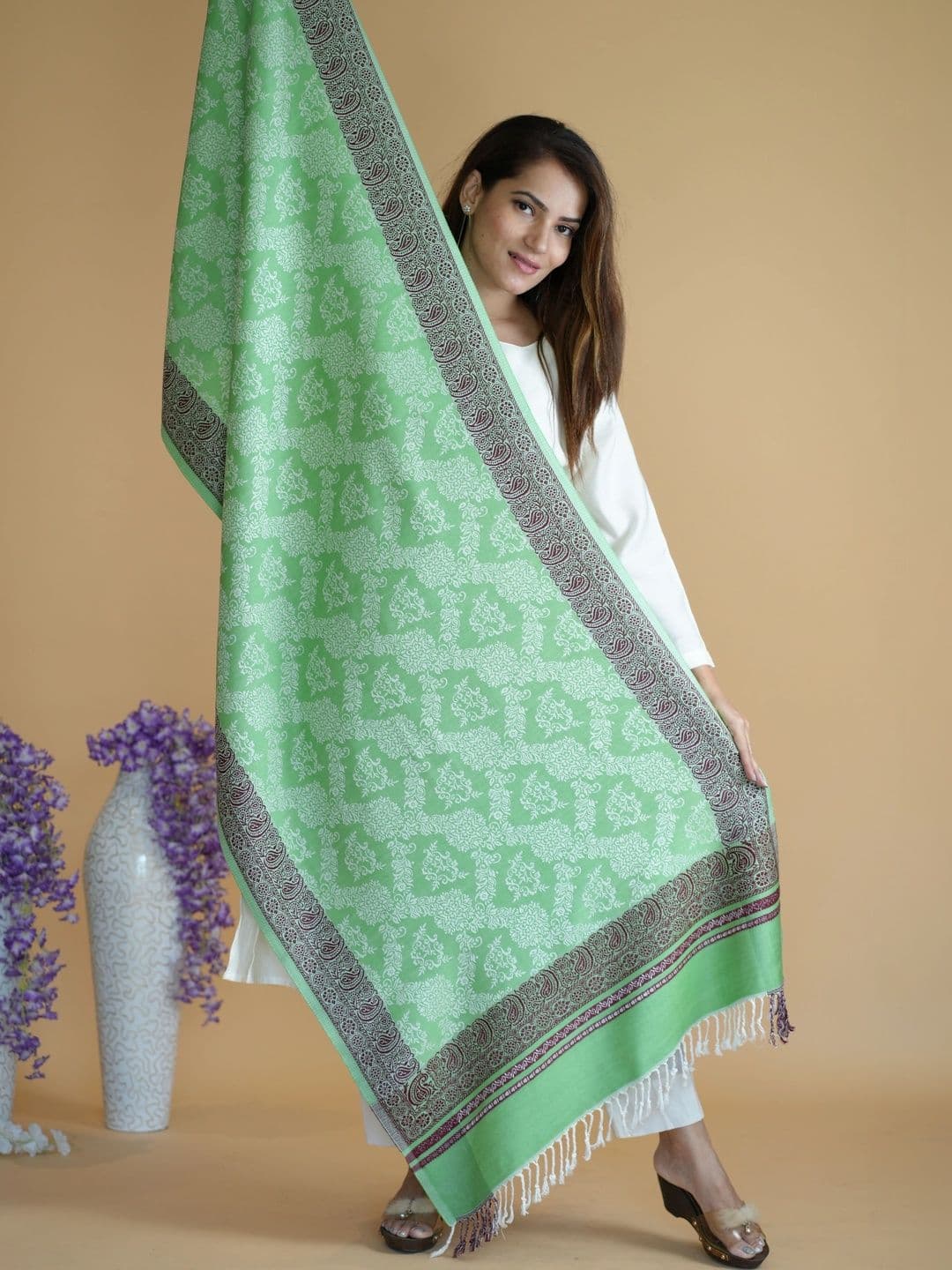 SHIFNEEN Women Ethnic Motifs Woven Design Acrylic Shawl thumbnail 3
