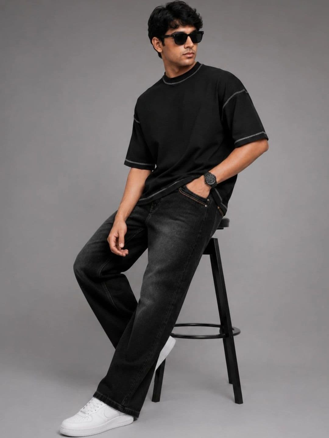 MUMS STITCH Men Straight Fit Mid-Rise Jeans thumbnail 7