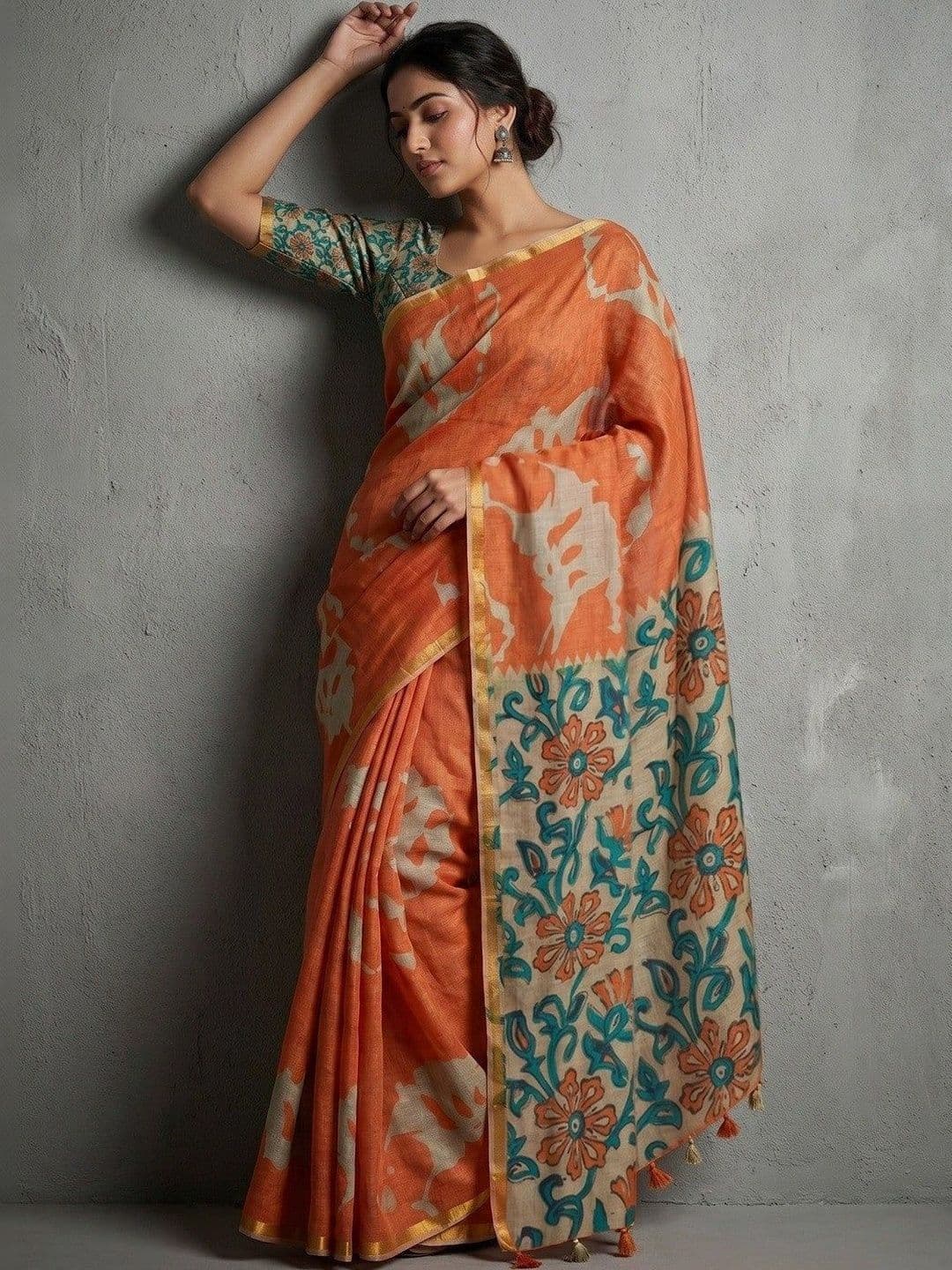 Peachmode Linen Blend Saree - view 1