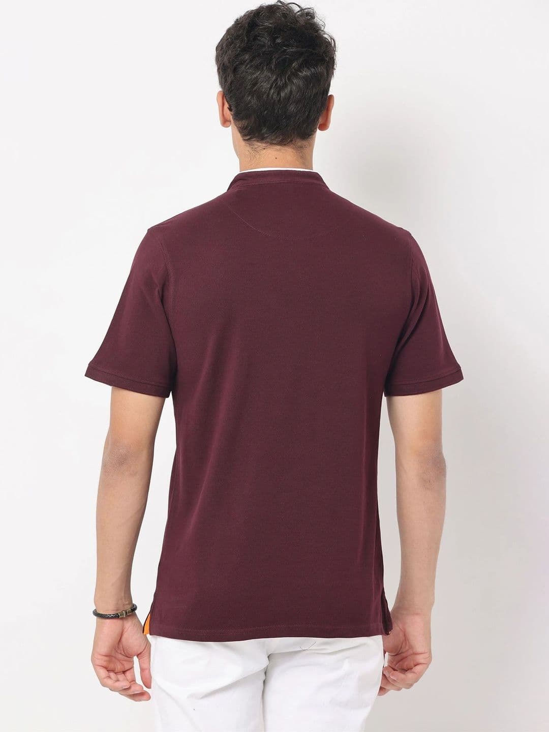 WEARHOUSE Men Brand Logo Mandarin Collar Slim Fit T-shirt thumbnail 3