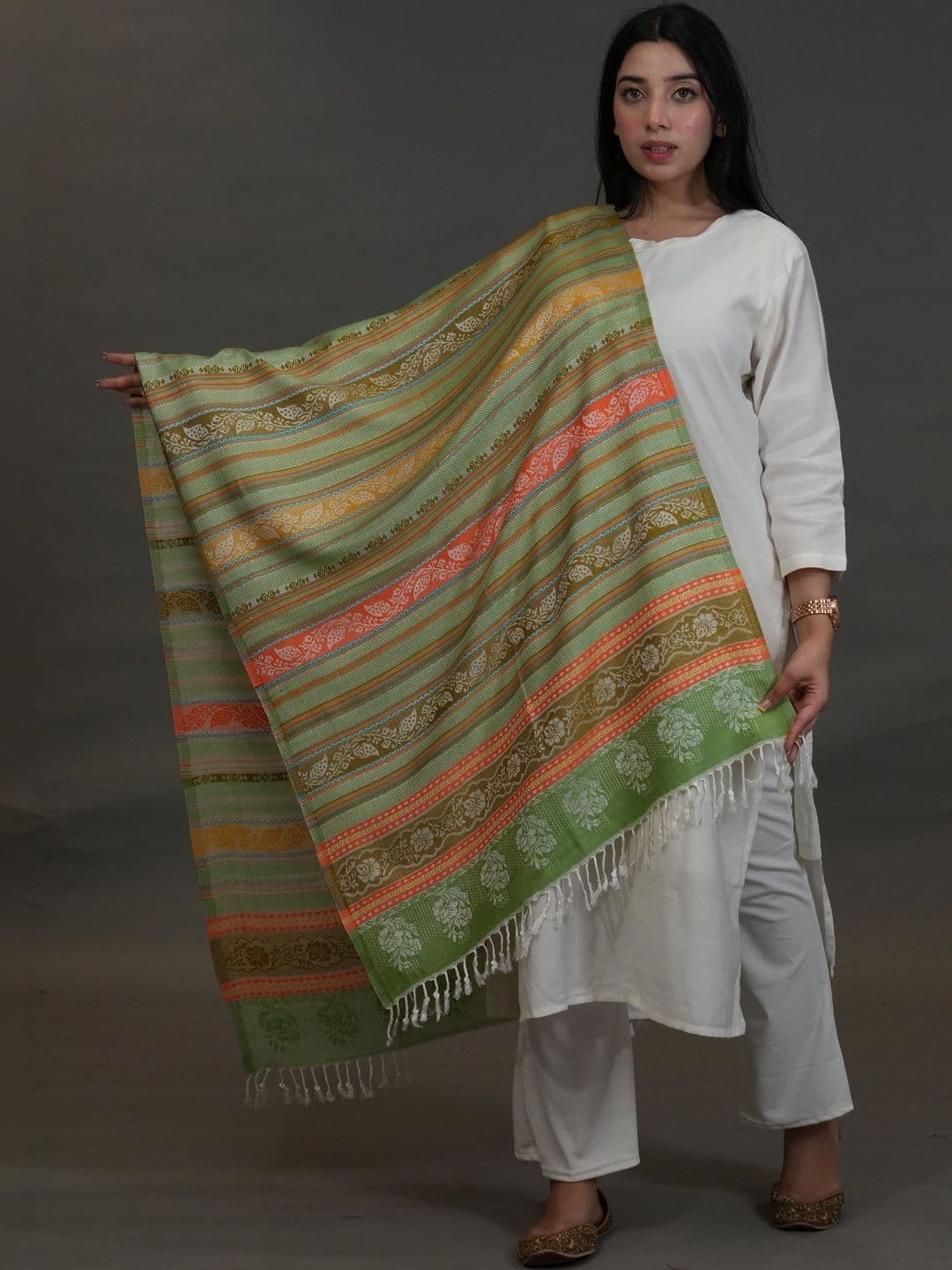 SHIFNEEN Women Ethnic Motifs Woven Design Acrylic Shawl thumbnail 4