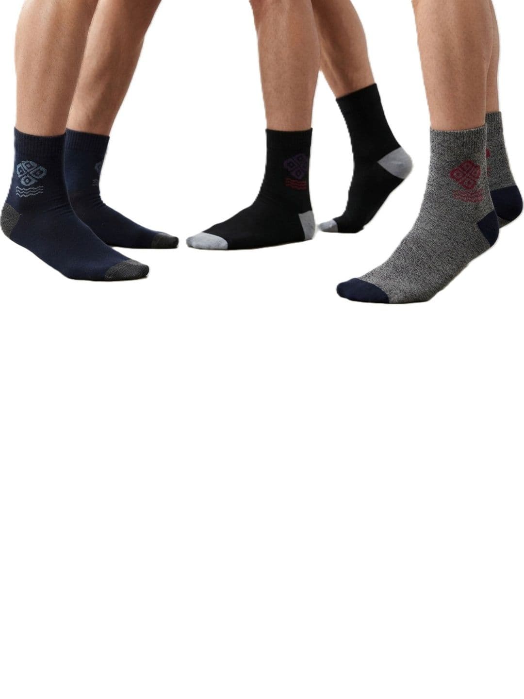 TINY HANDS Men Pack of 3 Cotton Assorted Patterned Above Ankle Socks - view 1