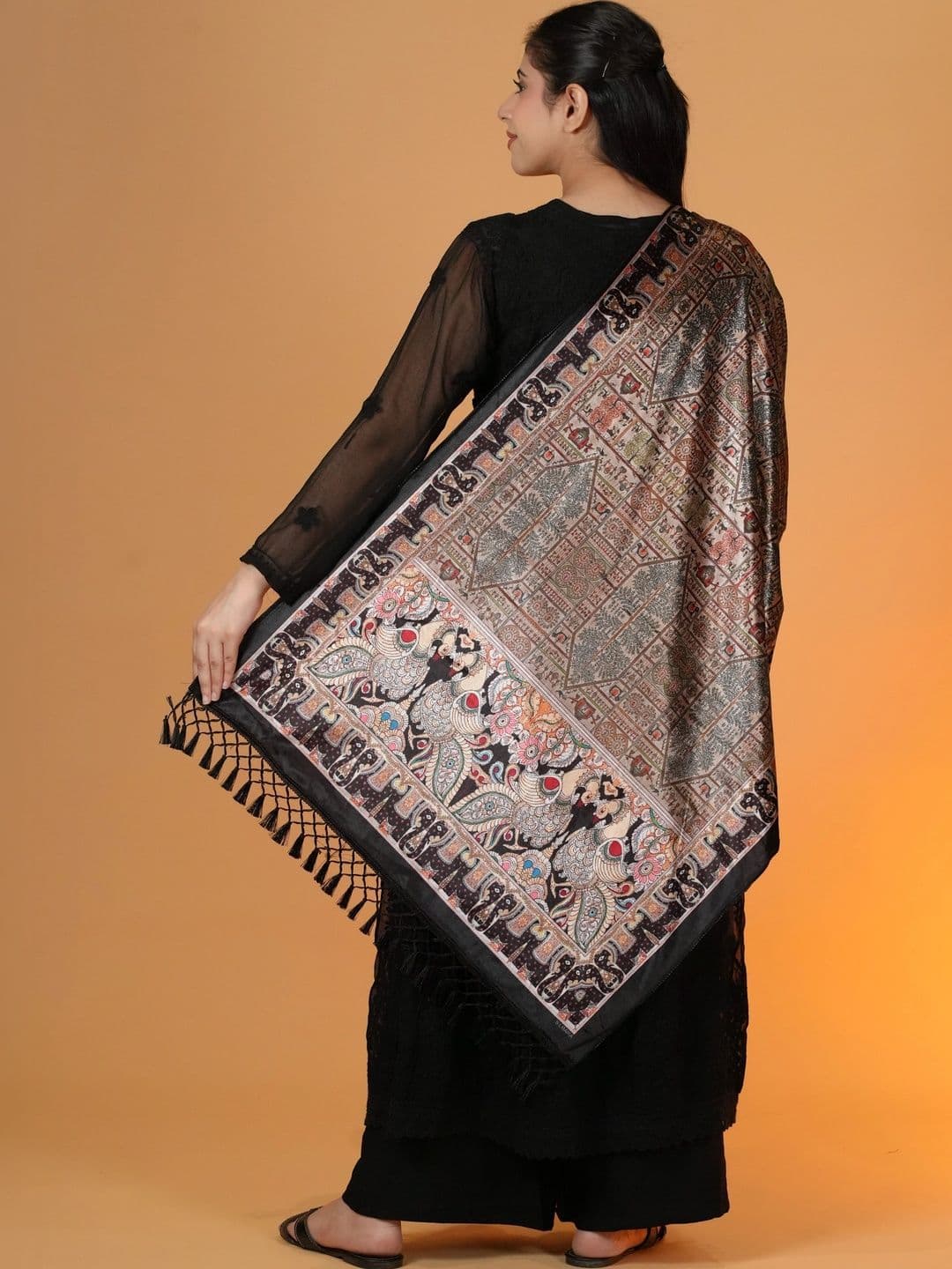 SHIFNEEN Women Ethnic Motifs Printed Velvet Shawl thumbnail 5