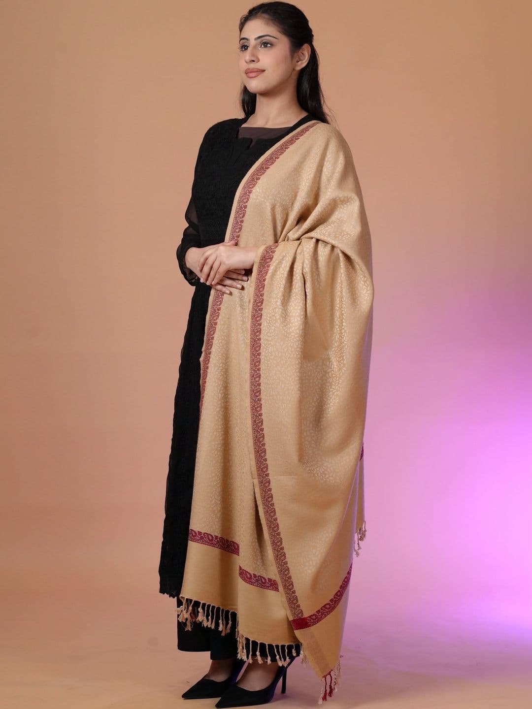 SHIFNEEN Women Woven Design Acrylic Shawl - view 1