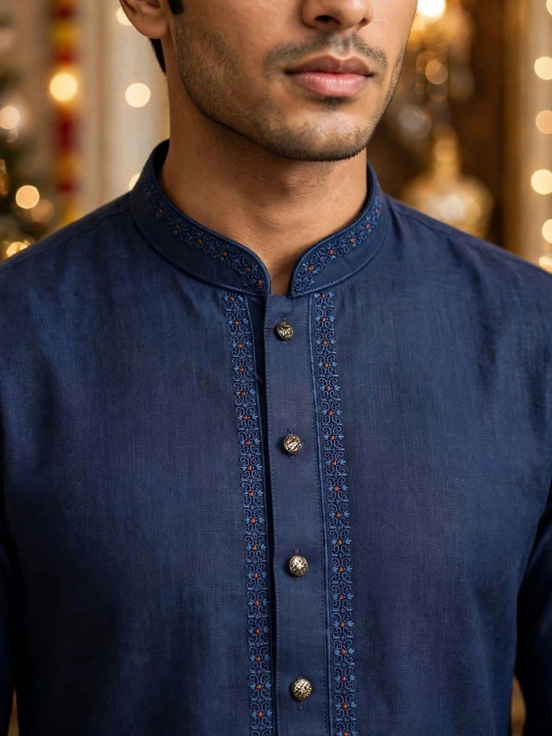 MEHWISH Men Embellished Thread Work Handloom Kurta thumbnail 3